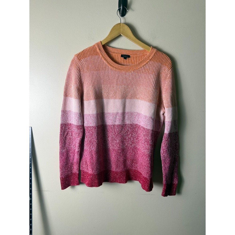 Talbots Rainbow Striped Crewneck Pullover Sweater Women's L Multicolor Casual